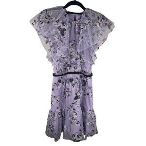 NWT ML Monique Lhuillier Floral Embroidered Mini Dress Size 4 Embellished Rare